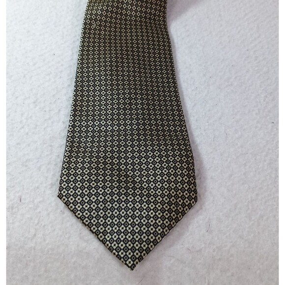 Stonehenge Gold Diamond Geometric Pattern Silk Tie Handmade - Picture 1 of 10